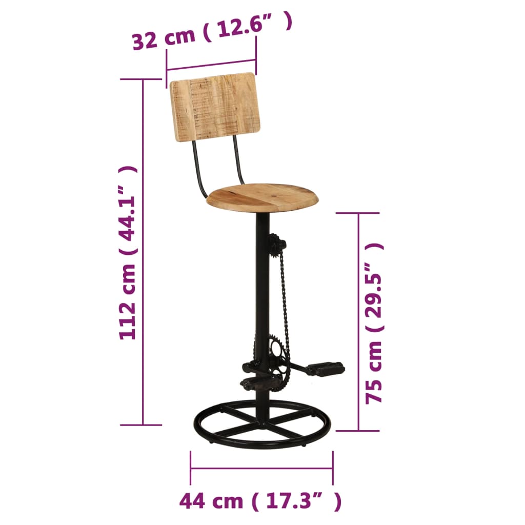 Barhocker 2er-Set aus massivem Mangoholz