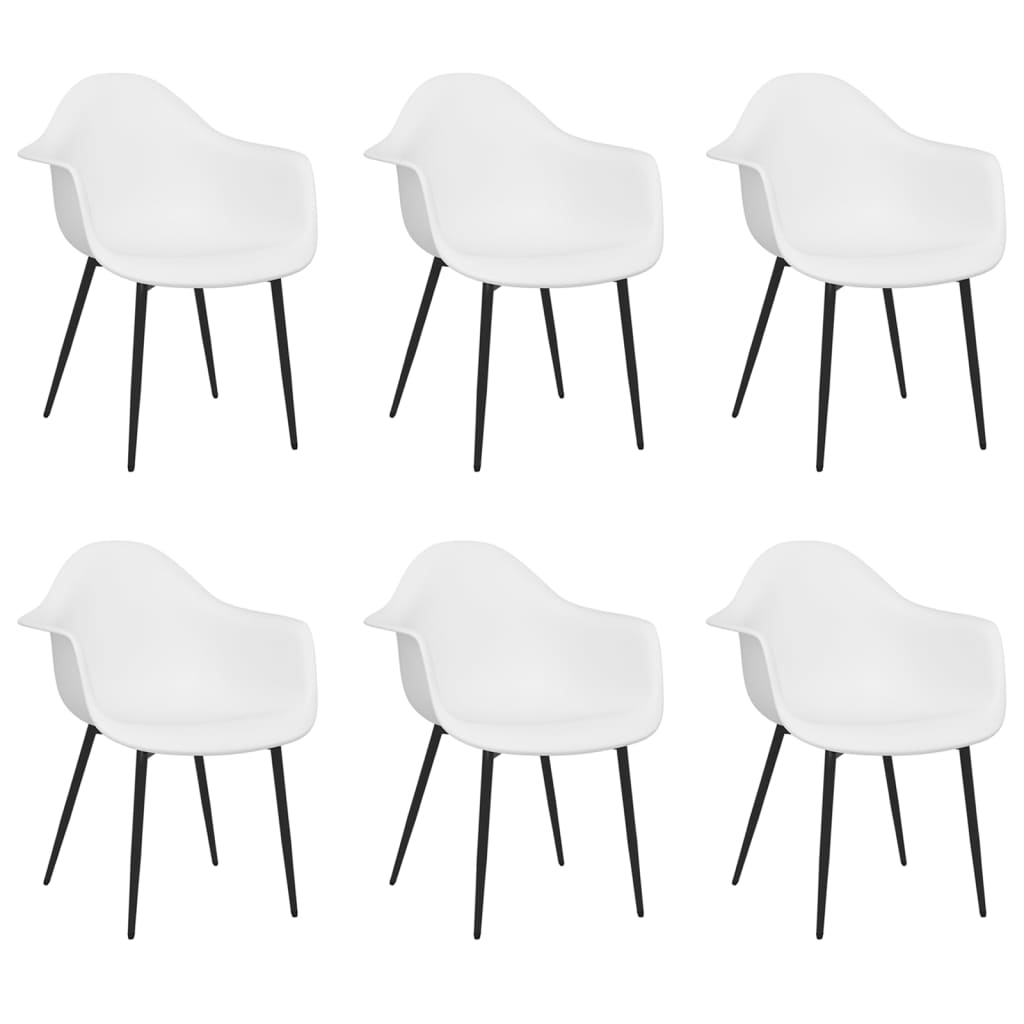 Chaises à manger lot de 6 blanc PP