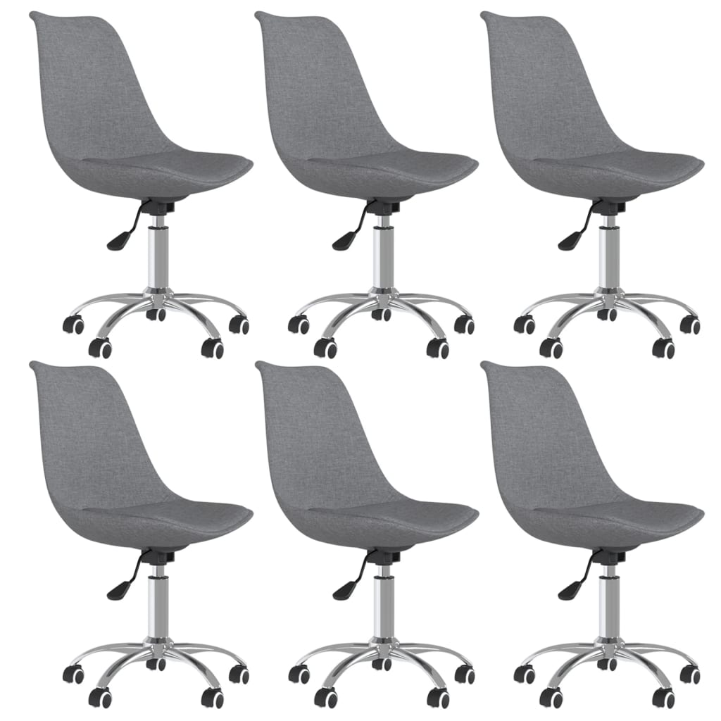 Chaises pivotantes à manger lot de 6 Gris clair Tissu