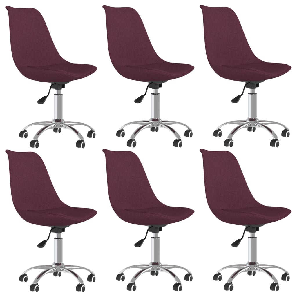 Chaises pivotantes à manger lot de 6 violet tissu