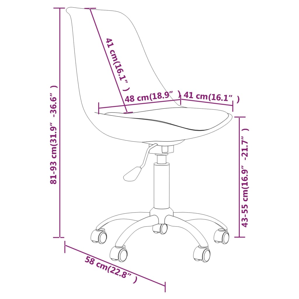 Chaises pivotantes à manger lot de 6 violet tissu