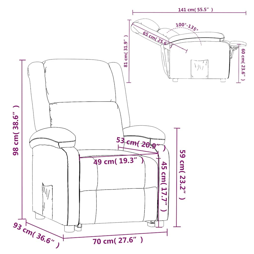 Fauteuil inclinable Gris foncé Tissu