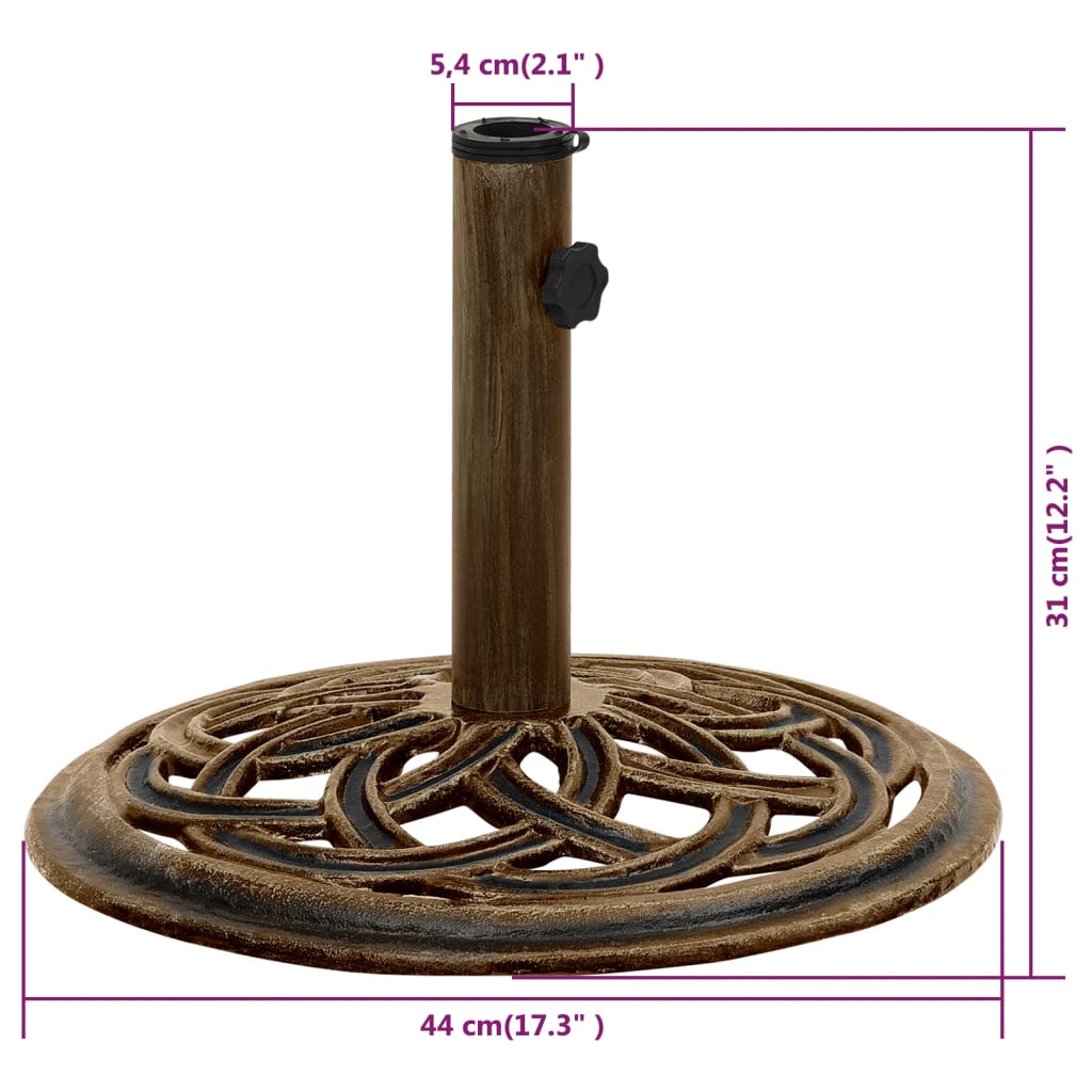 Socle de parasol Bronze 44x44x31 cm Fonte