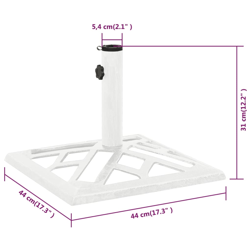 Socle de parasol Blanc 44x44x31 cm Fonte