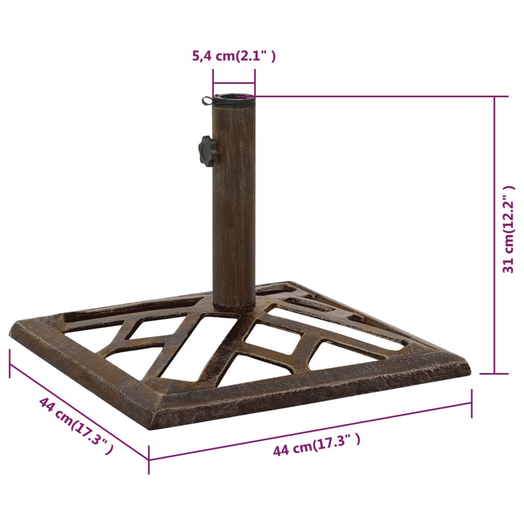 Socle de parasol Bronze 44x44x31 cm Fonte