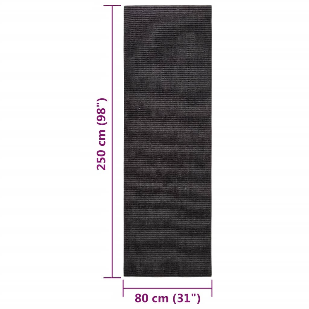 Tapis Sisal naturel 80x250 cm Noir