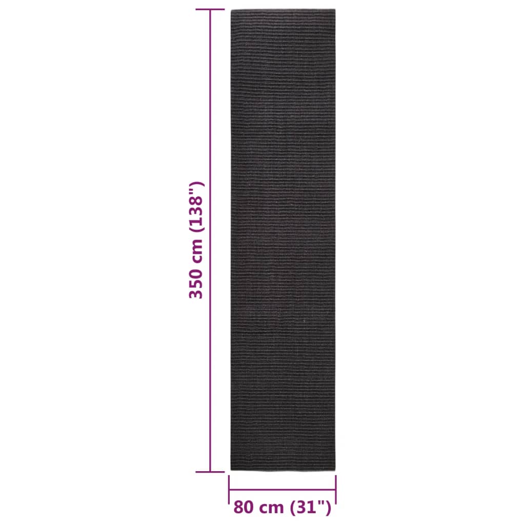 Tapis Sisal naturel 80x350 cm Noir