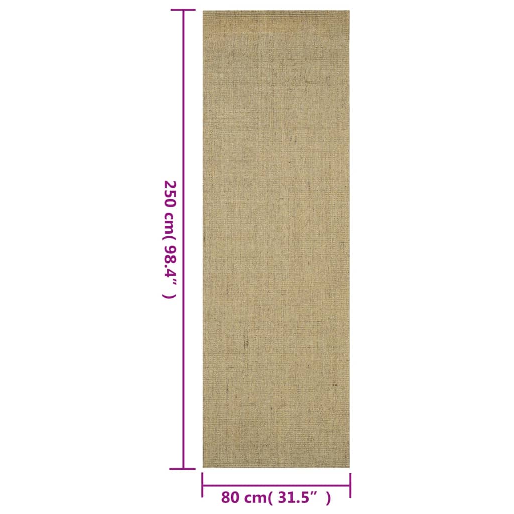 Tapis Sisal naturel 80x250 cm Vert