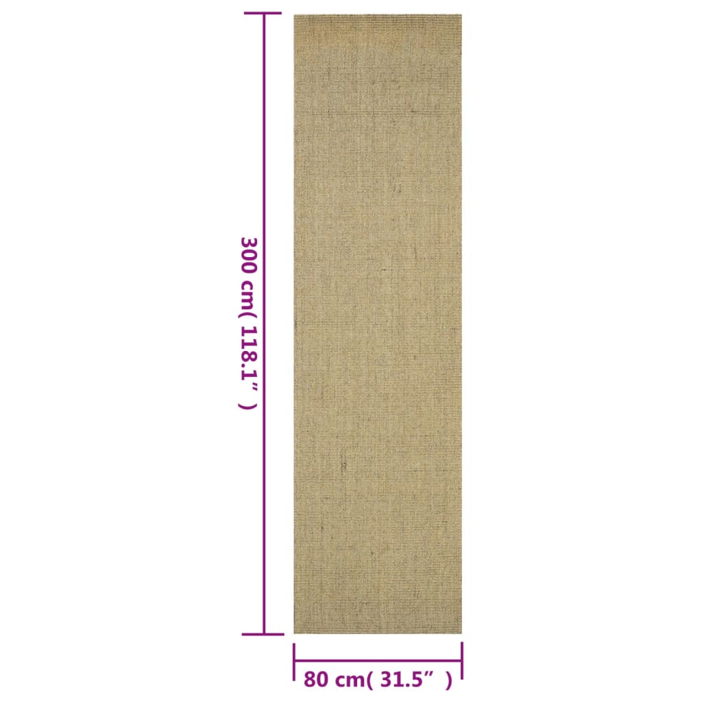 Tapis Sisal naturel 80x300 cm Vert