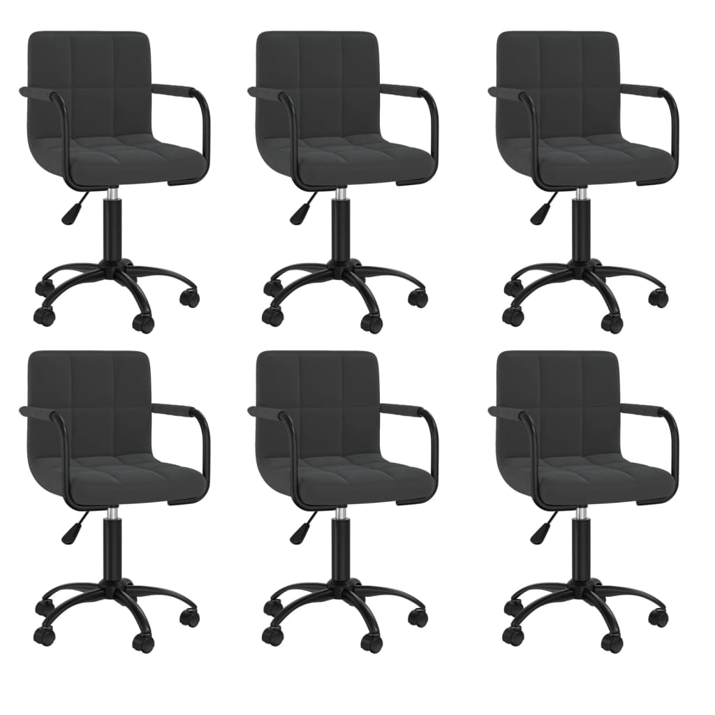 Dining Swivel Chairs Set of 6 Black Velvet