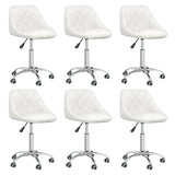 Dining Swivel Chairs Set of 6 White Faux Leather