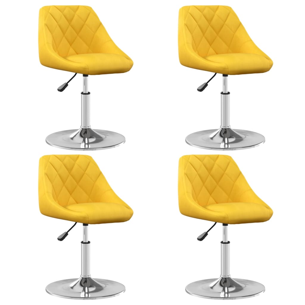 Chaises pivotantes à manger lot de 4 jaune moutarde velours