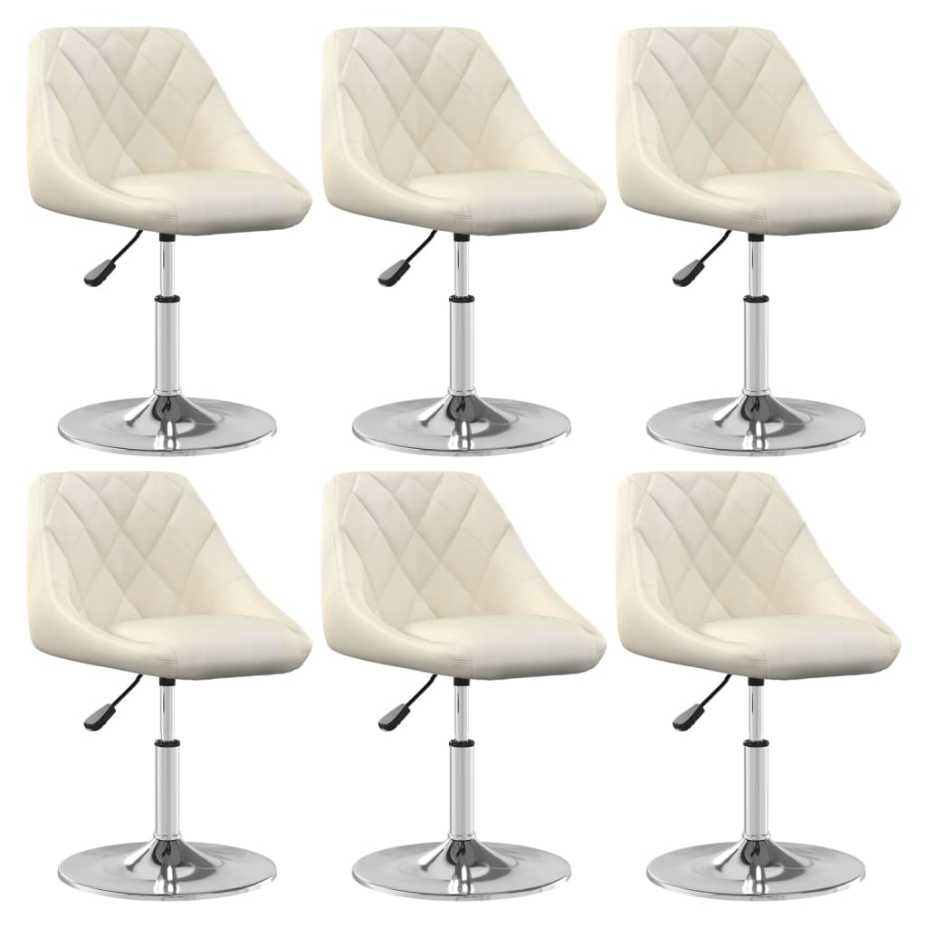 Swivel Dining Chairs Set of 6 Cream Velvet