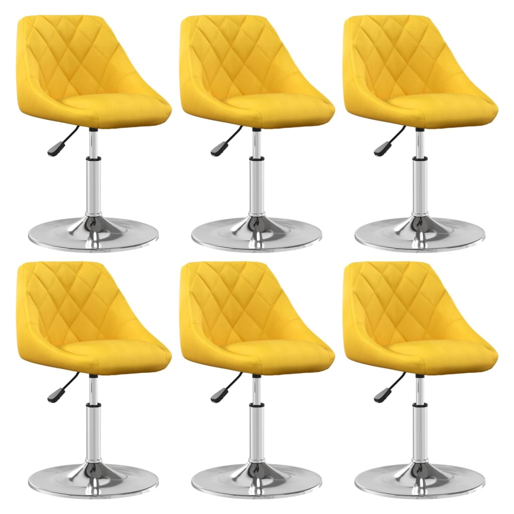 Chaises à manger pivotantes lot de 6 jaune moutarde velours