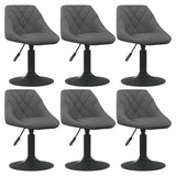 Chaises pivotantes à manger lot de 6 gris foncé velours