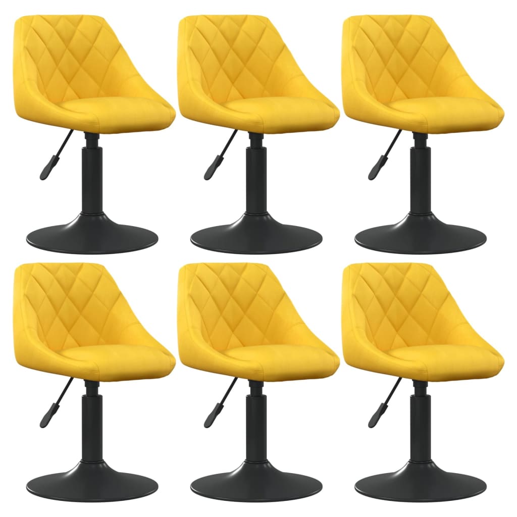 Chaises à manger pivotantes lot de 6 jaune moutarde velours