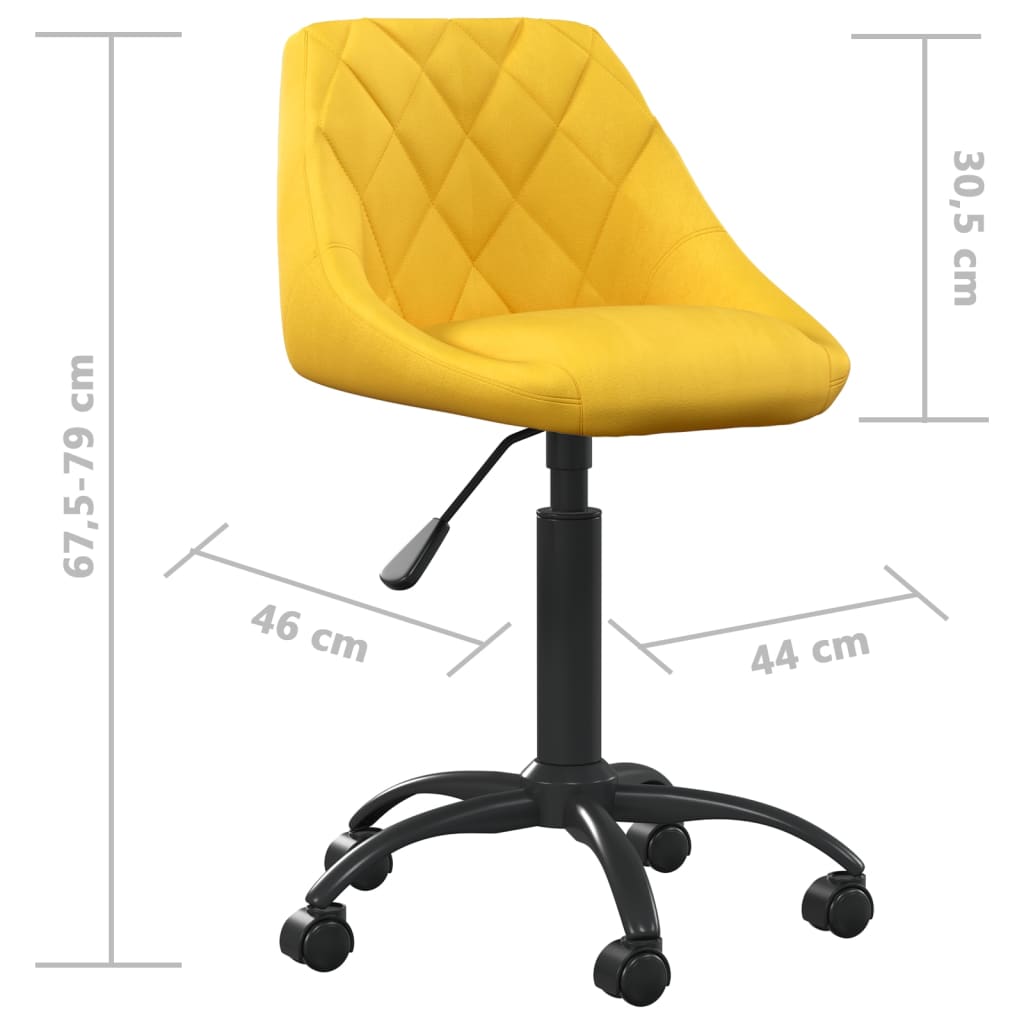 Chaise de bureau Jaune moutarde Velours