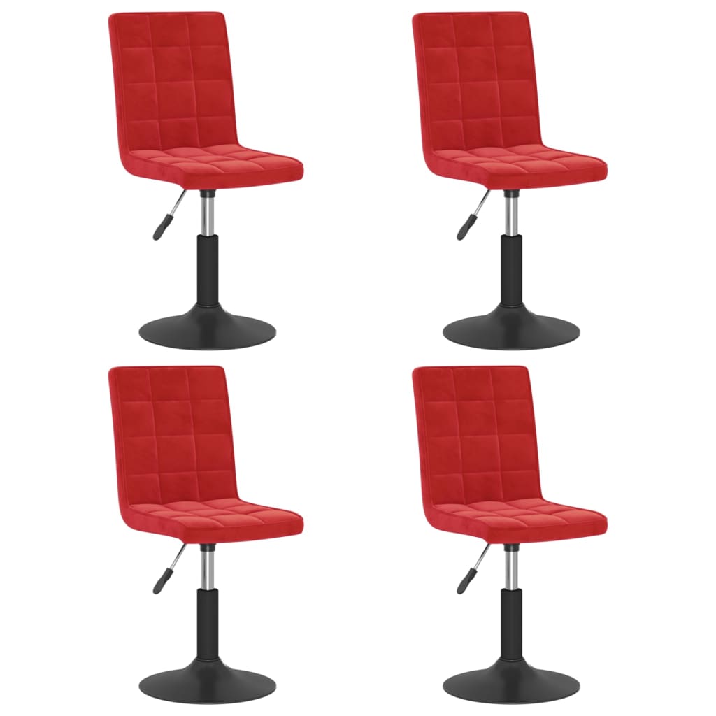 Chaises à manger pivotantes lot de 4 rouge bordeaux velours