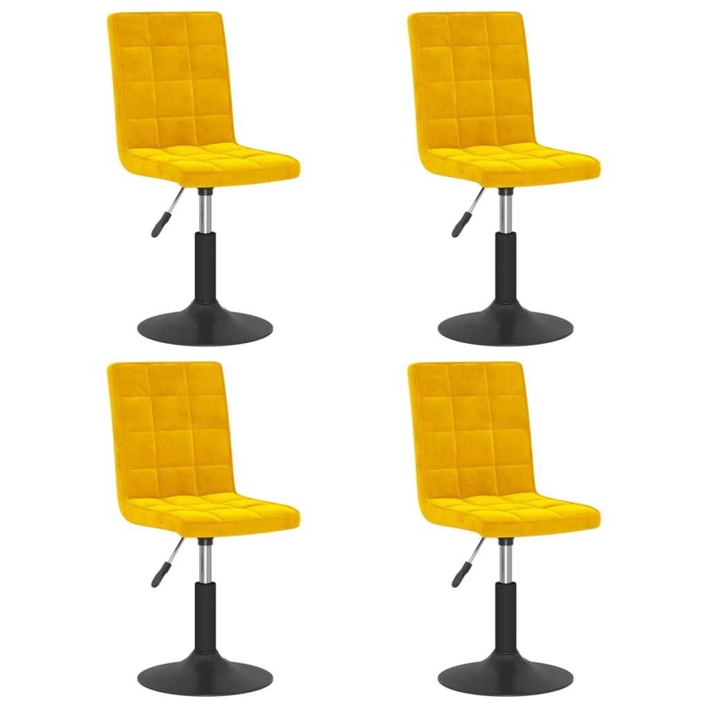 Chaises à manger pivotantes lot de 4 jaune moutarde velours