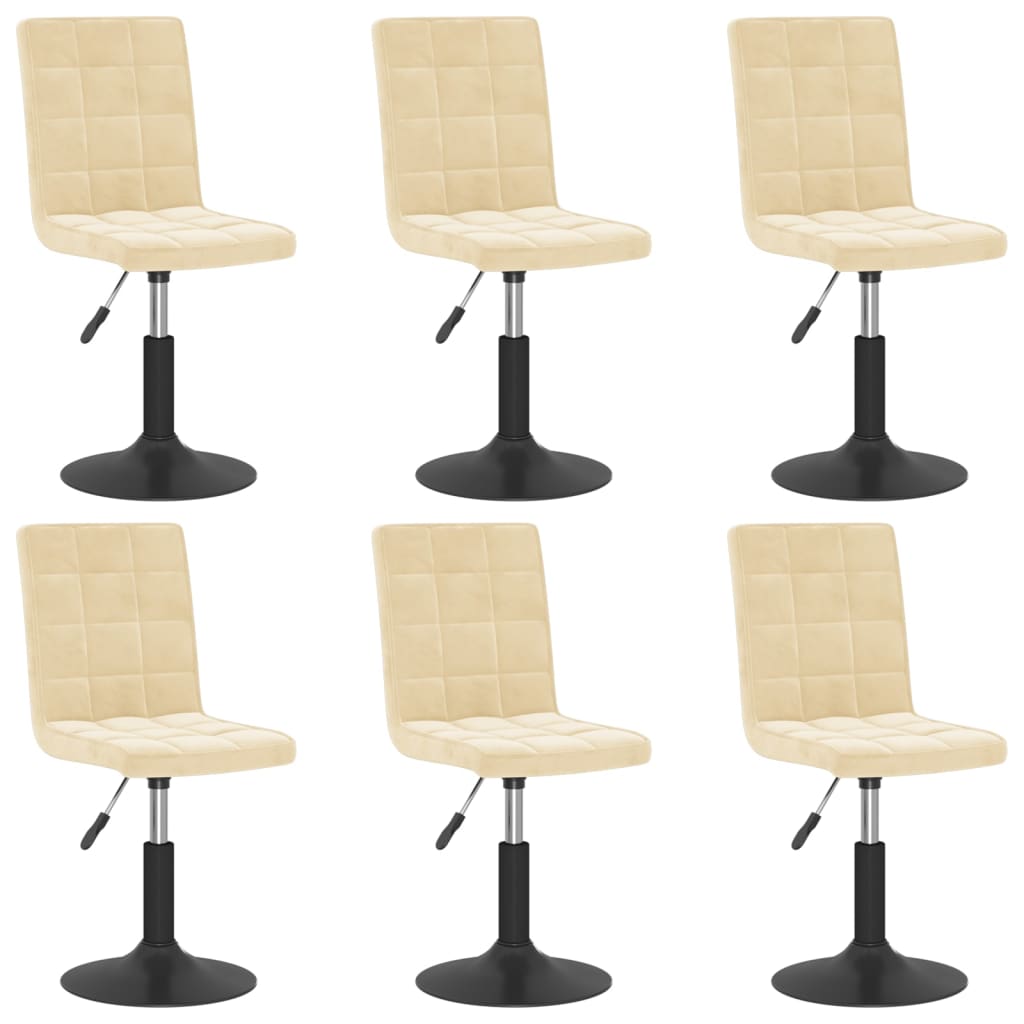 Dining Swivel Chairs Set of 6 Cream Velvet