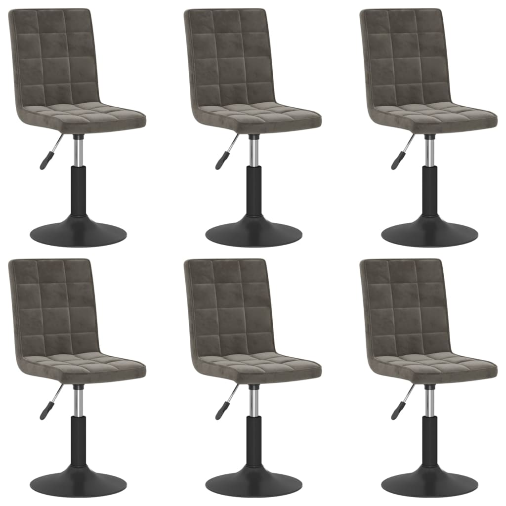 Dining Swivel Chairs Set of 6 Dark Grey Velvet