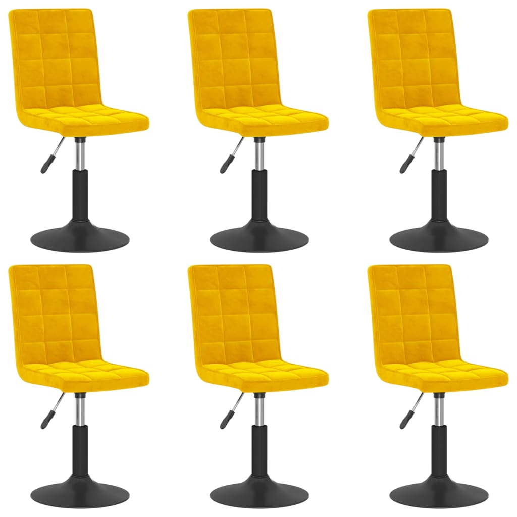 Chaises à manger pivotantes lot de 6 jaune moutarde velours