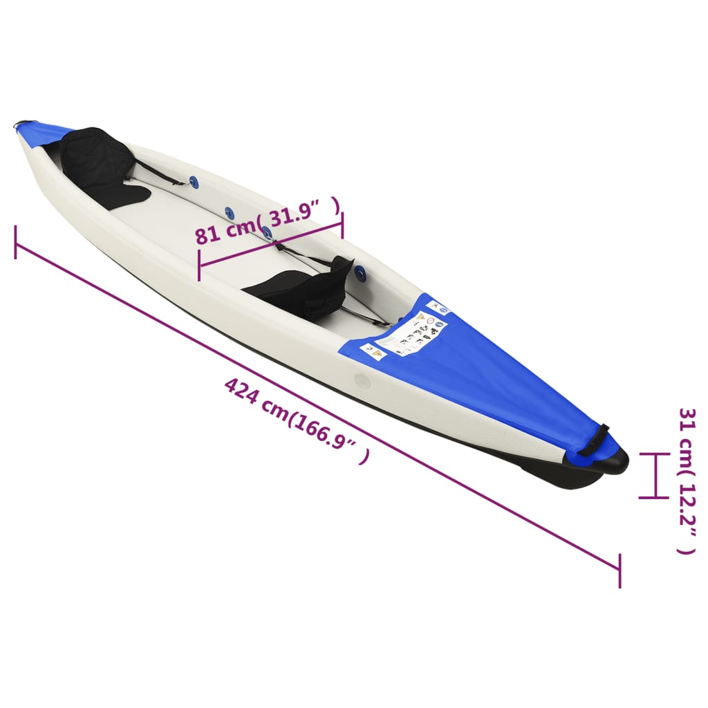 Blue inflatable kayak 424x81x31 cm polyester