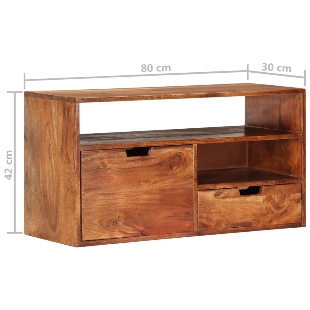 Meuble TV 80x30x42 cm Bois d'acacia massif