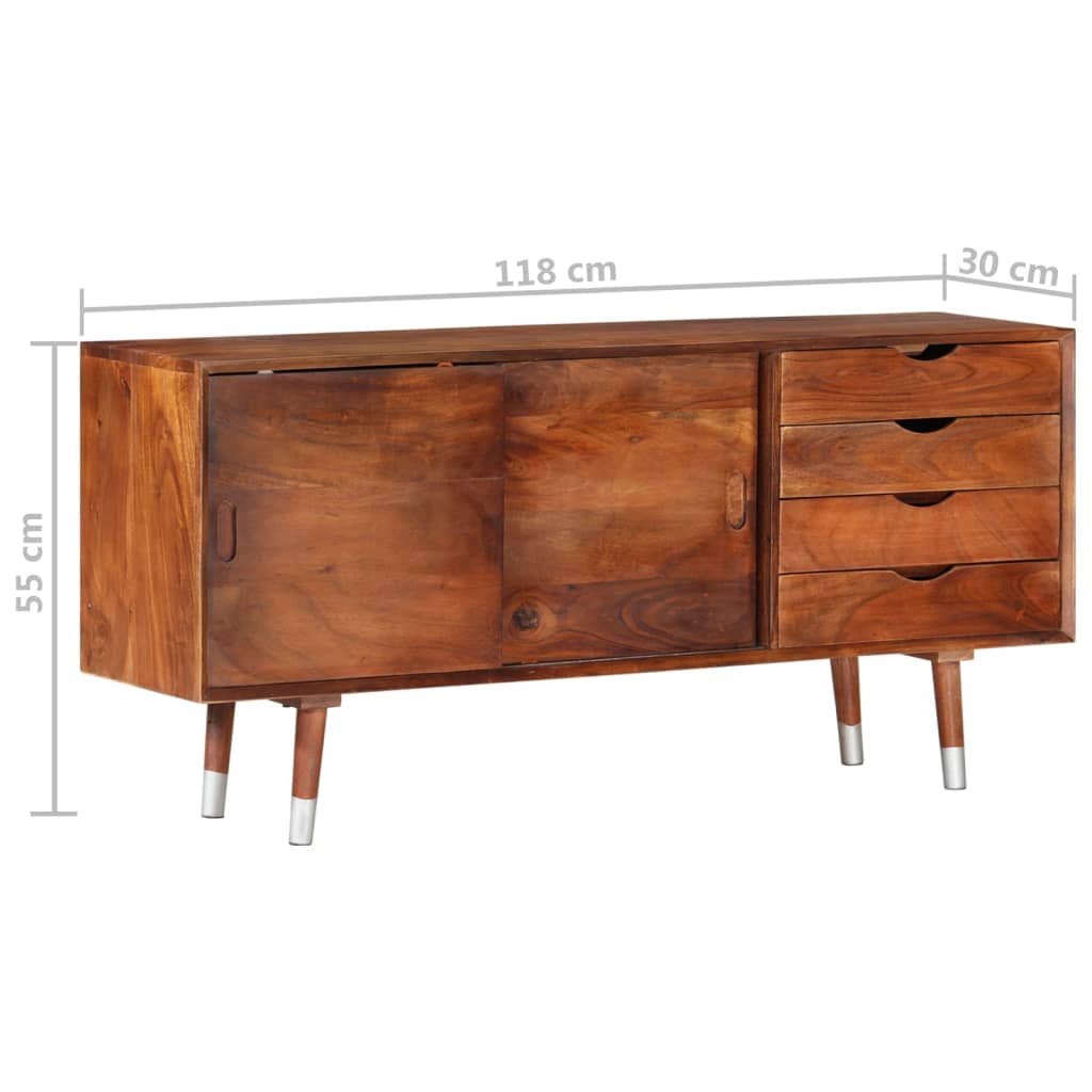 Meuble TV 118x30x55 cm Bois d'acacia massif