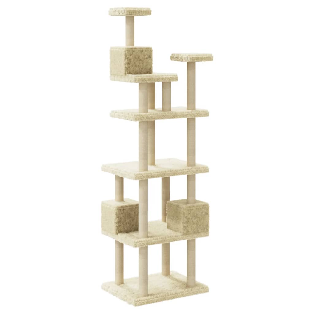 Arbre à chat avec griffoirs en sisal Crème 188 cm