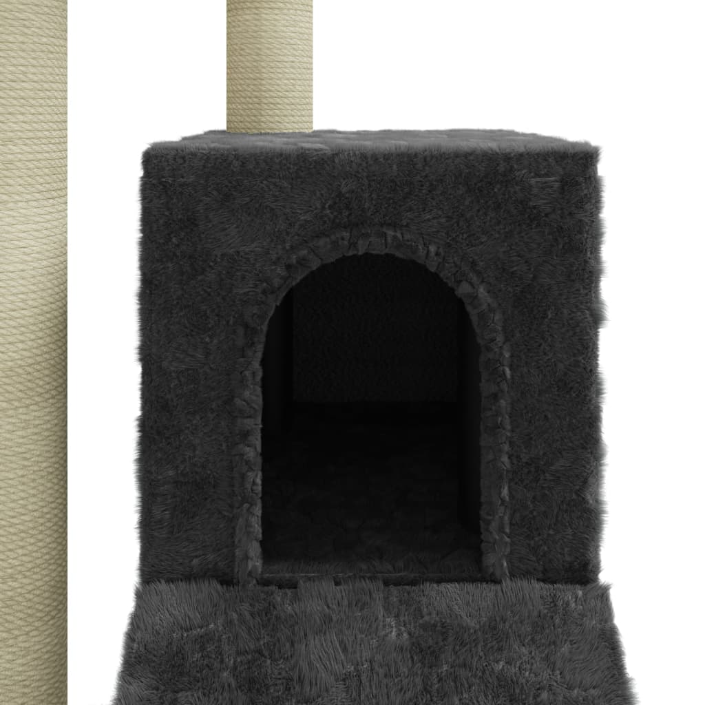 Arbre à chat avec griffoirs en sisal Gris foncé 92 cm