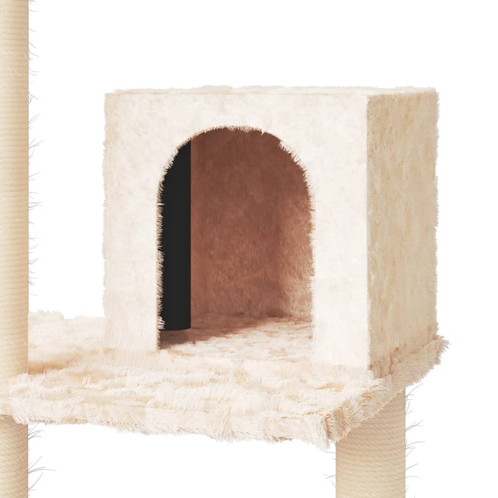 Arbre à chat avec griffoirs en sisal Crème 119 cm