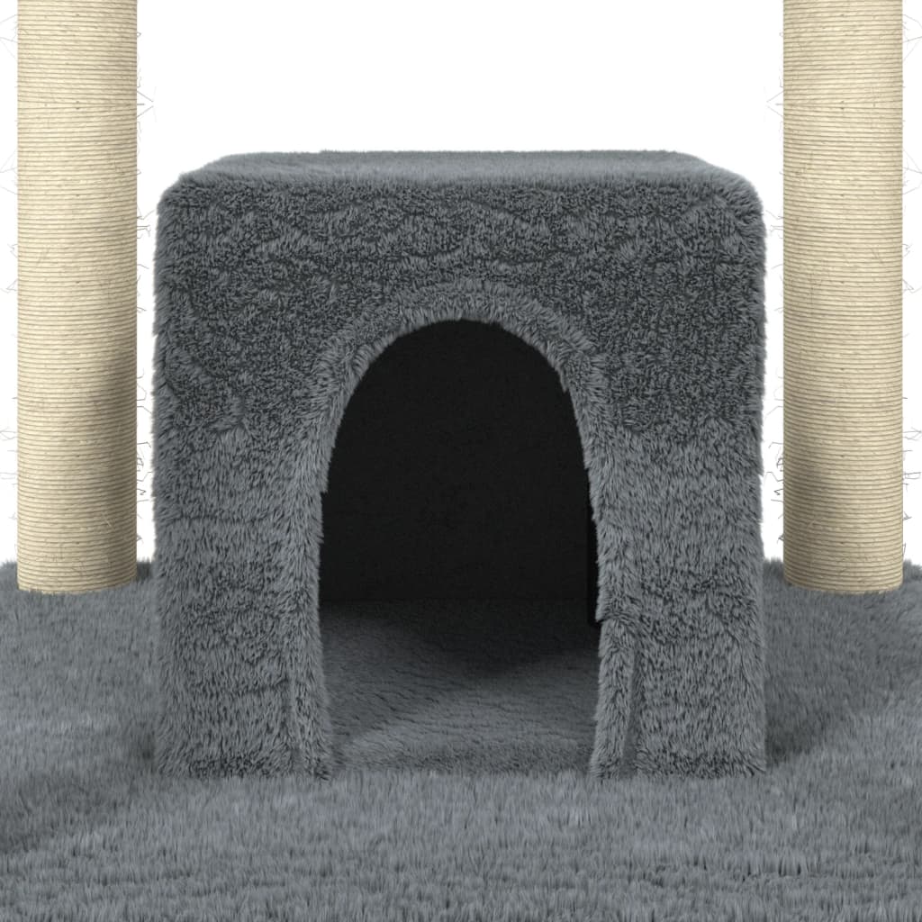 Arbre à chat avec griffoirs en sisal Gris foncé 174 cm