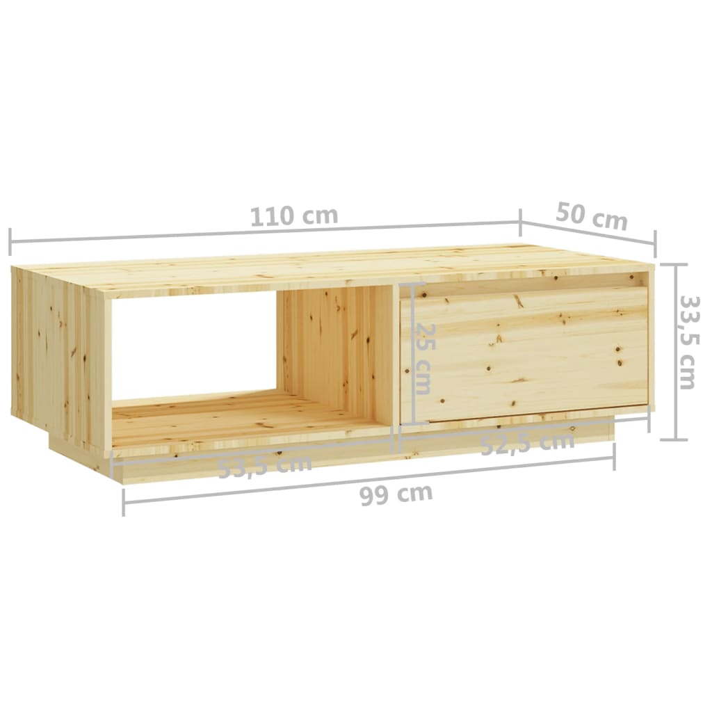 Table basse 110x50x33,5 cm bois de sapin massif