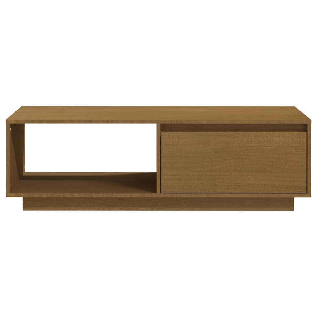 Table basse marron miel 110x50x33,5 cm bois de pin massif