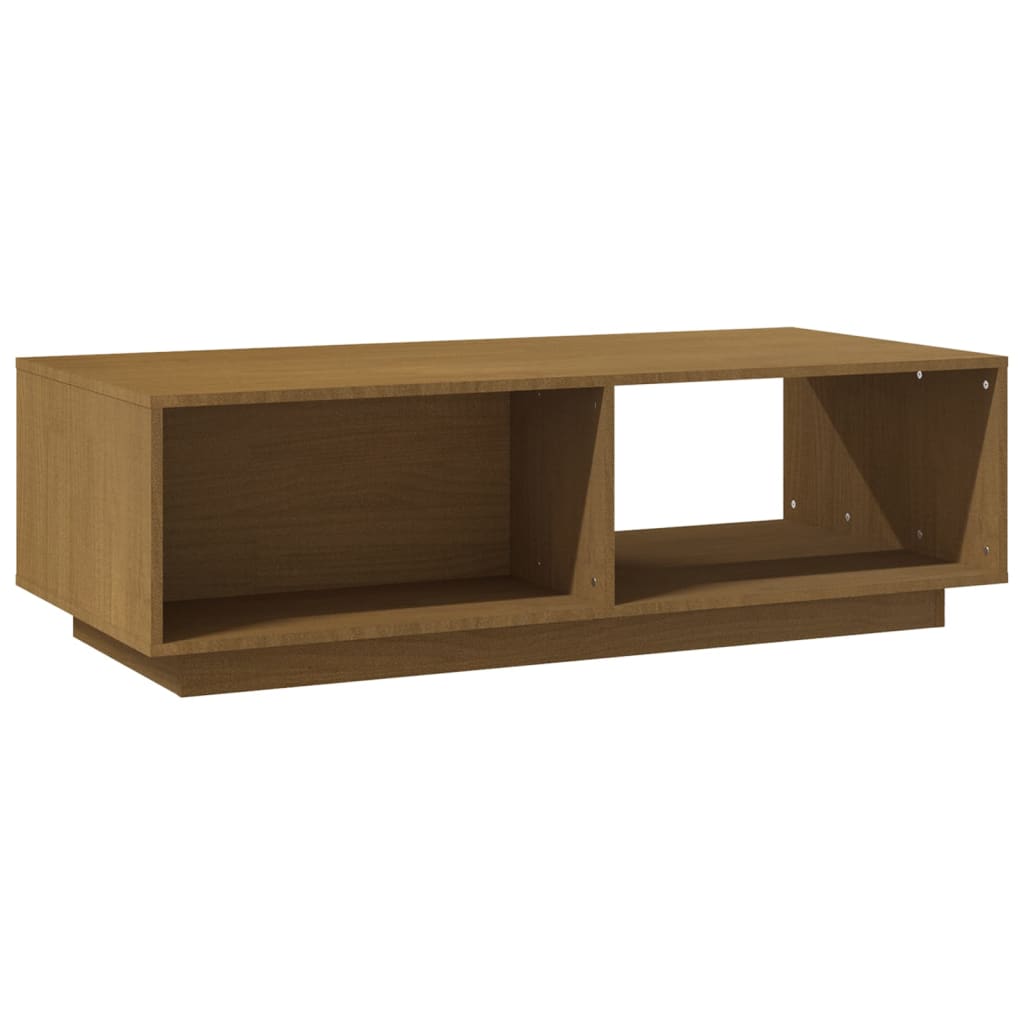 Table basse marron miel 110x50x33,5 cm bois de pin massif