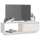 Meuble TV Blanc 110x30x33,5 cm Bois de pin massif