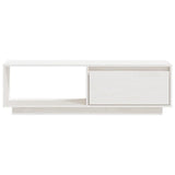 Meuble TV Blanc 110x30x33,5 cm Bois de pin massif