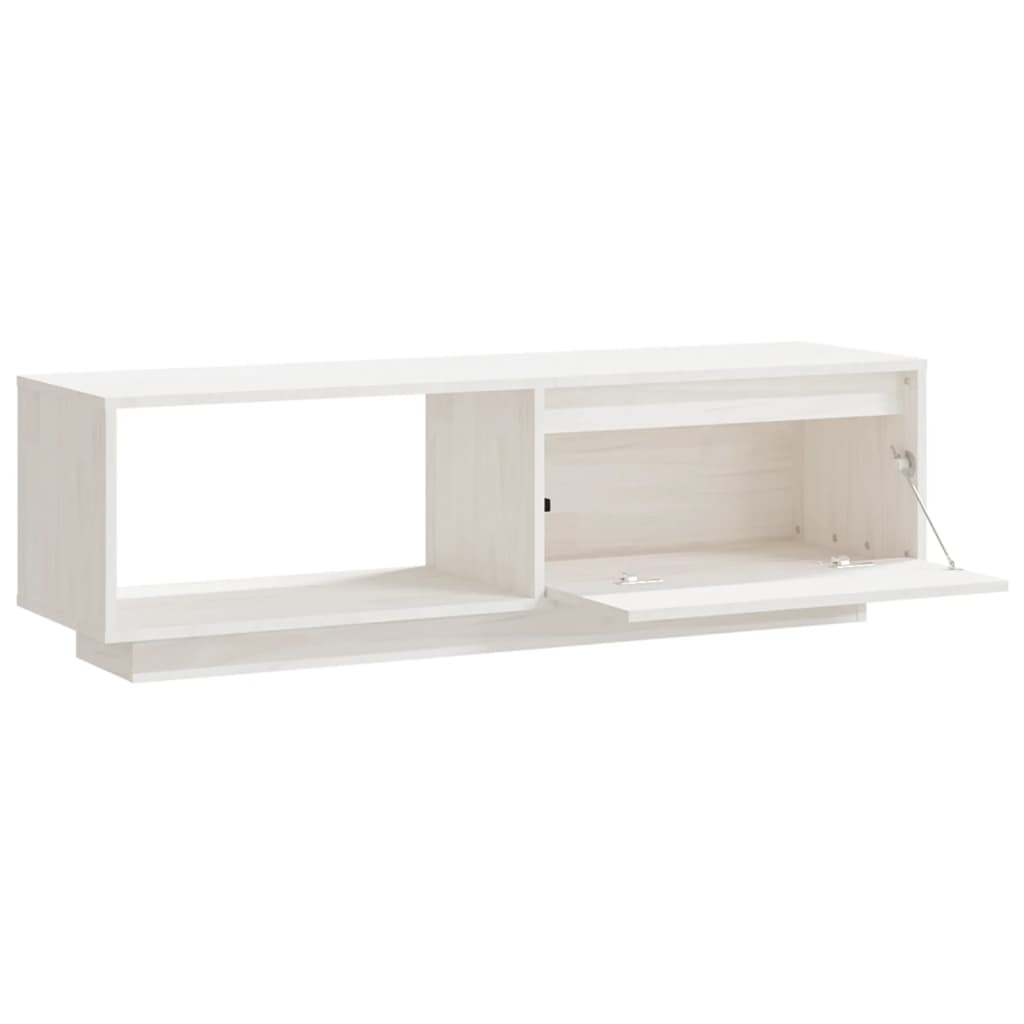 Meuble TV Blanc 110x30x33,5 cm Bois de pin massif