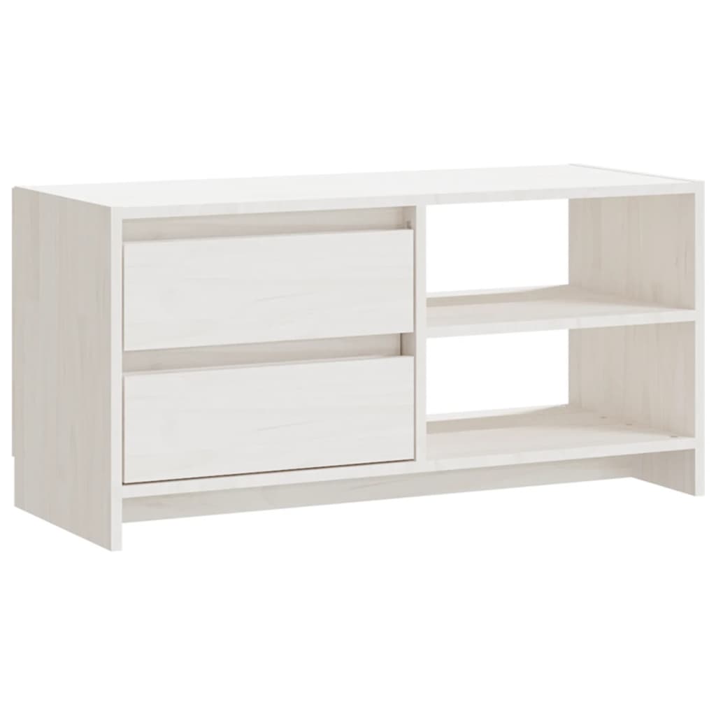 Meuble TV Blanc 80x31x39 cm Bois de pin massif