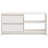 Meuble TV Blanc 80x31x39 cm Bois de pin massif