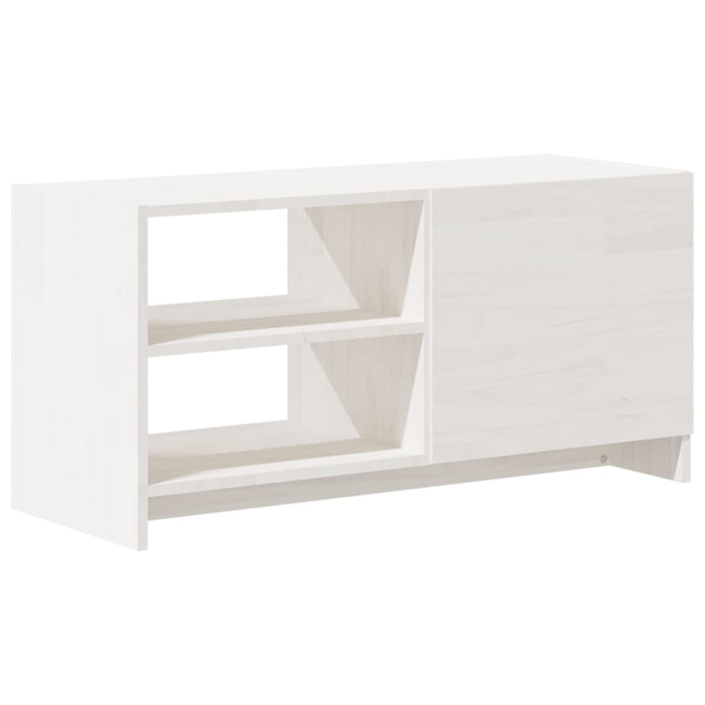 Meuble TV Blanc 80x31x39 cm Bois de pin massif