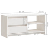 Meuble TV Blanc 80x31x39 cm Bois de pin massif