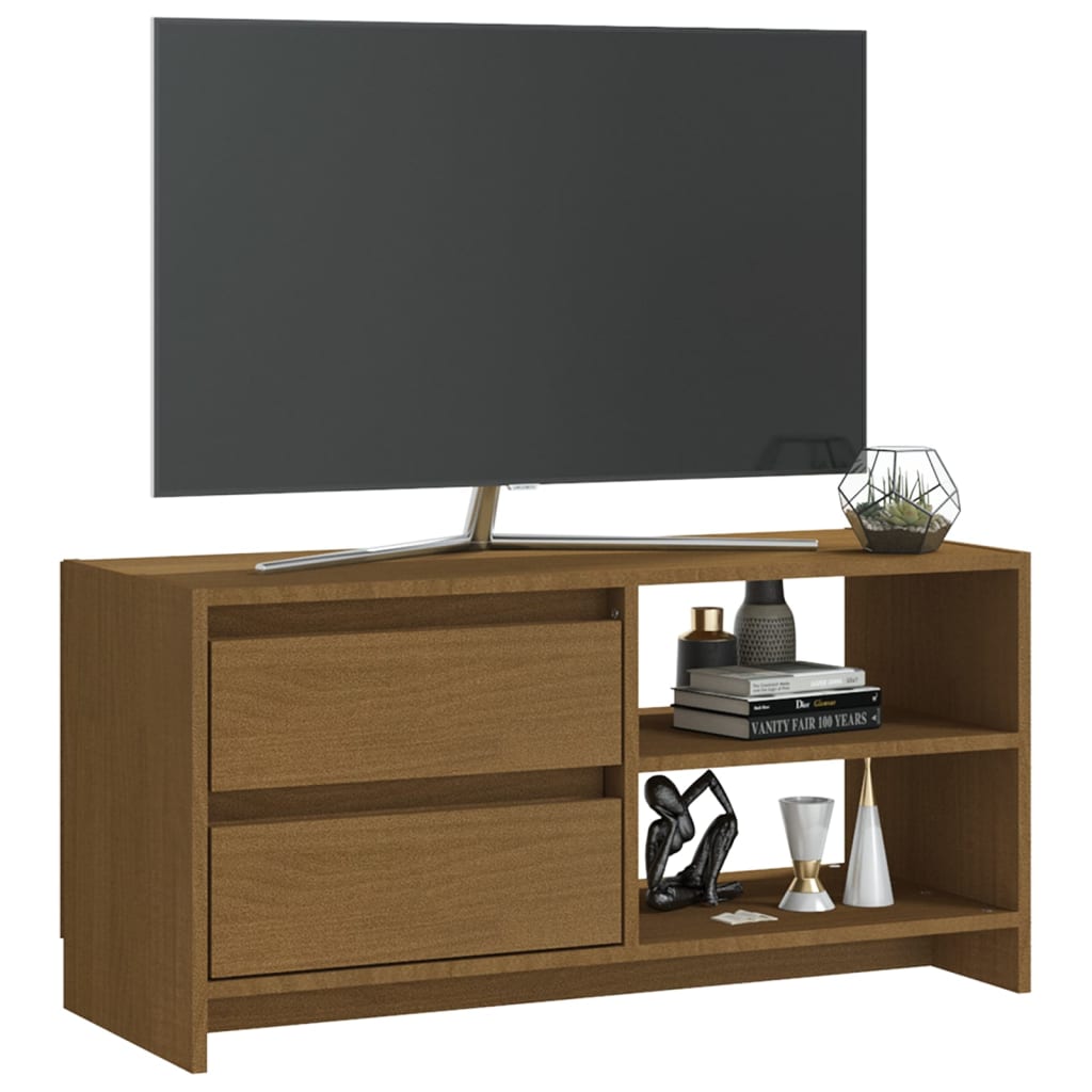 Meuble TV Marron miel 80x31x39 cm Bois de pin massif