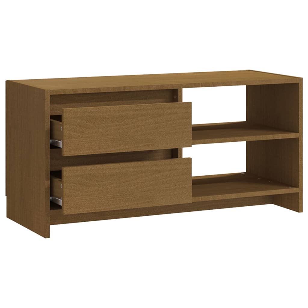 Meuble TV Marron miel 80x31x39 cm Bois de pin massif