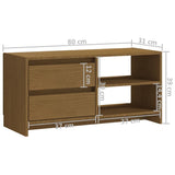 Meuble TV Marron miel 80x31x39 cm Bois de pin massif