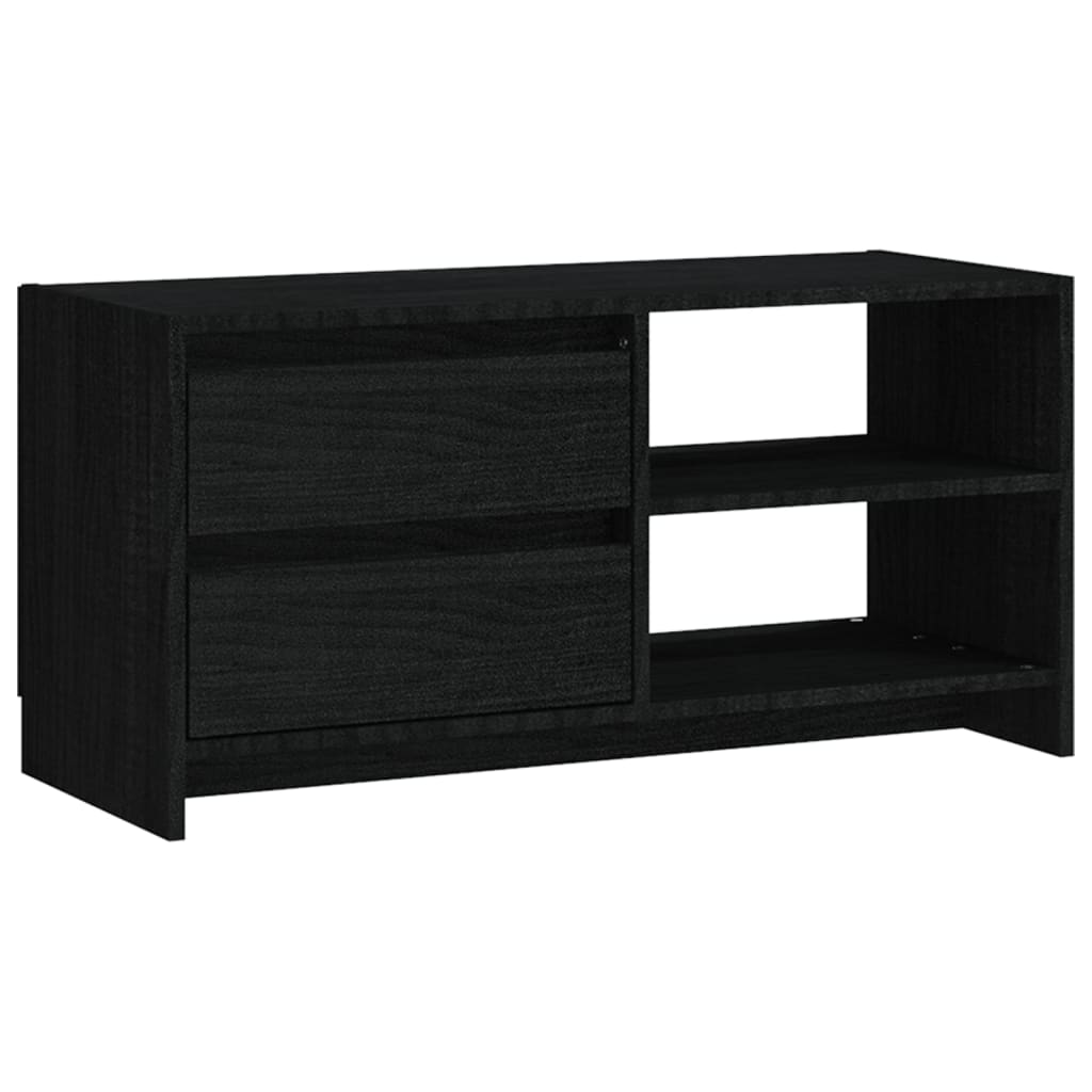 Meuble TV Noir 80x31x39 cm Bois de pin massif