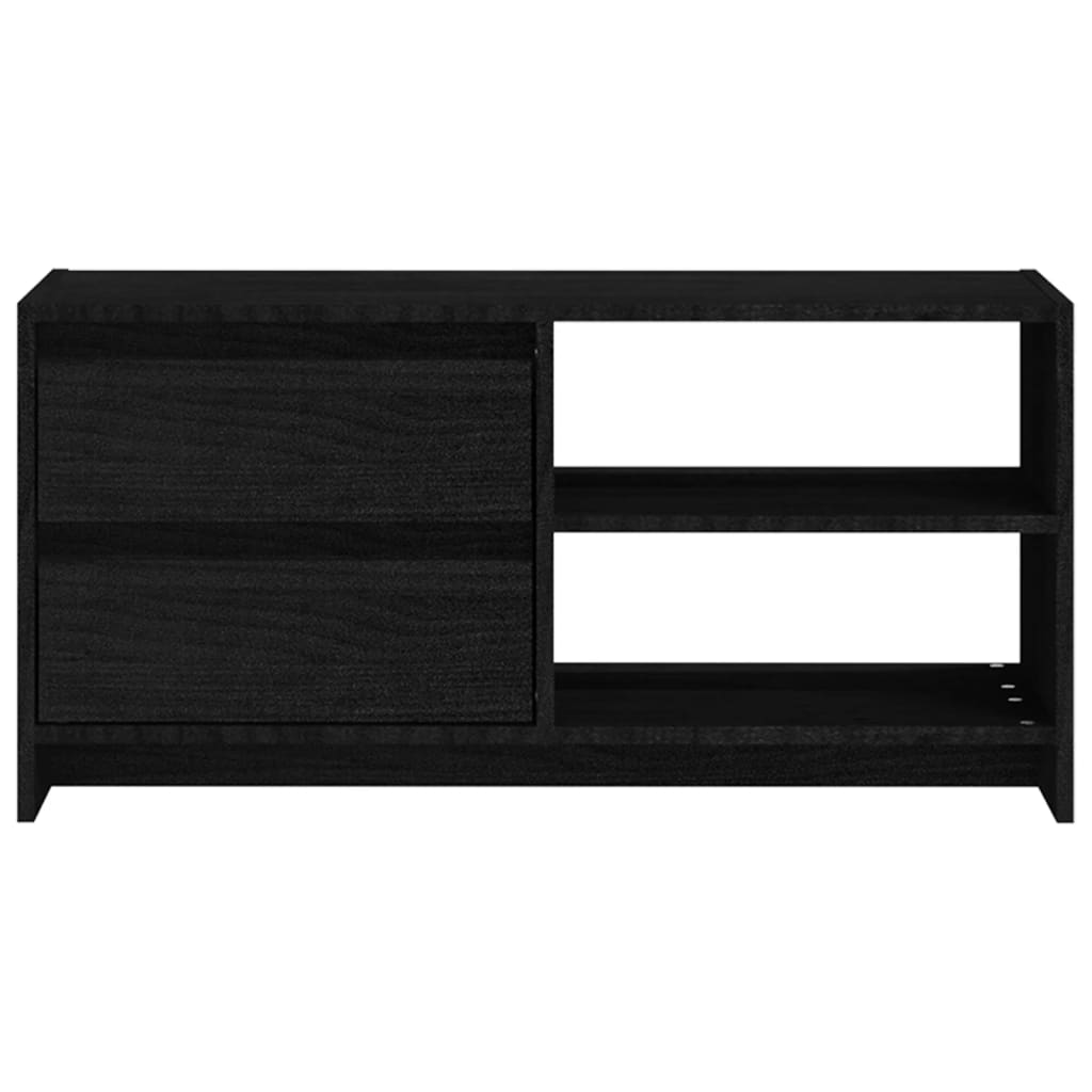 Black TV cabinet 80x31x39 cm Solid pine wood