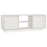 Meuble TV Blanc 110x30x40 cm Bois de pin massif