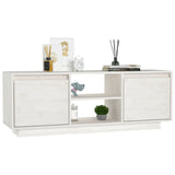 Meuble TV Blanc 110x30x40 cm Bois de pin massif